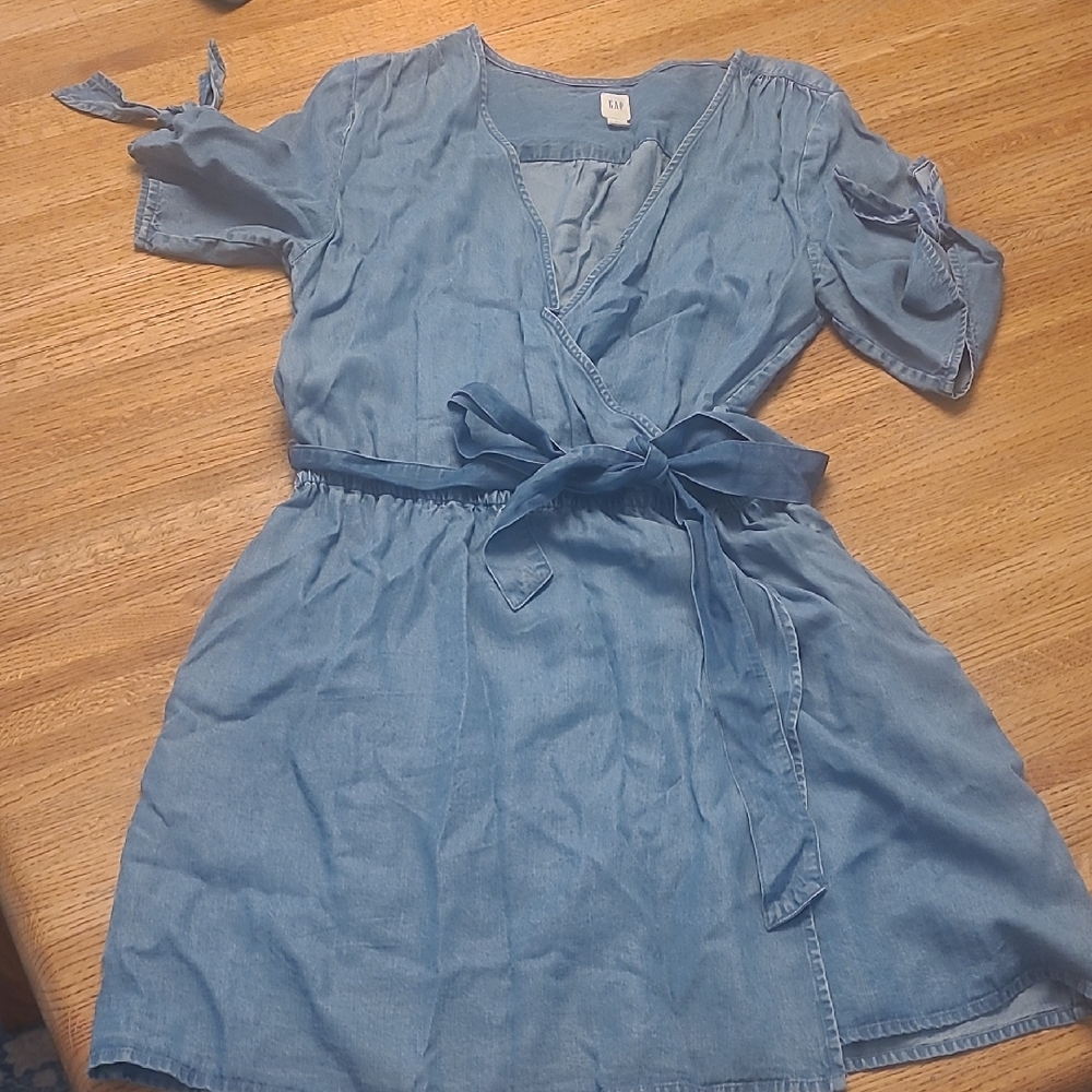 Gap Light Blue Wrap Dress